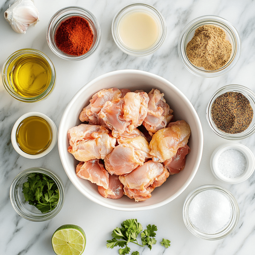 Honey chipotle chicken marinade ingredients on counter