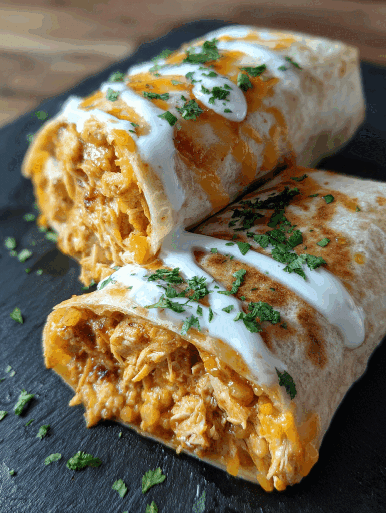 Cheesy Rotisserie Chicken Burritos