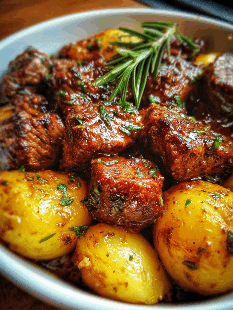 Garlic Butter Beef Bites with Potatoes