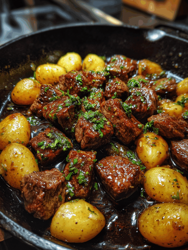 Garlic Butter Beef Bites with Potatoes