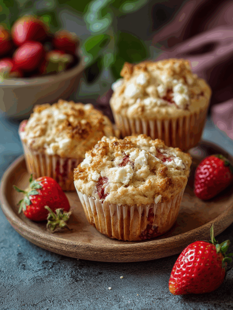 High Protein Strawberry Muffins with Cottage Cheese