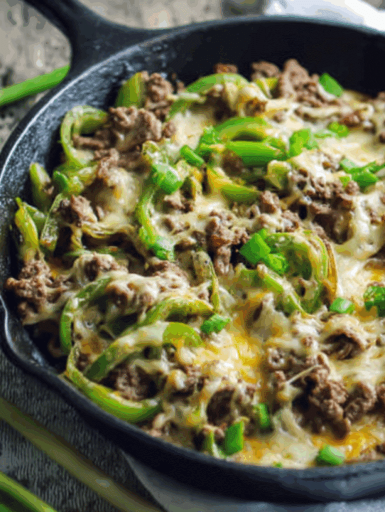 Keto Philly Cheese Beef Skillet 