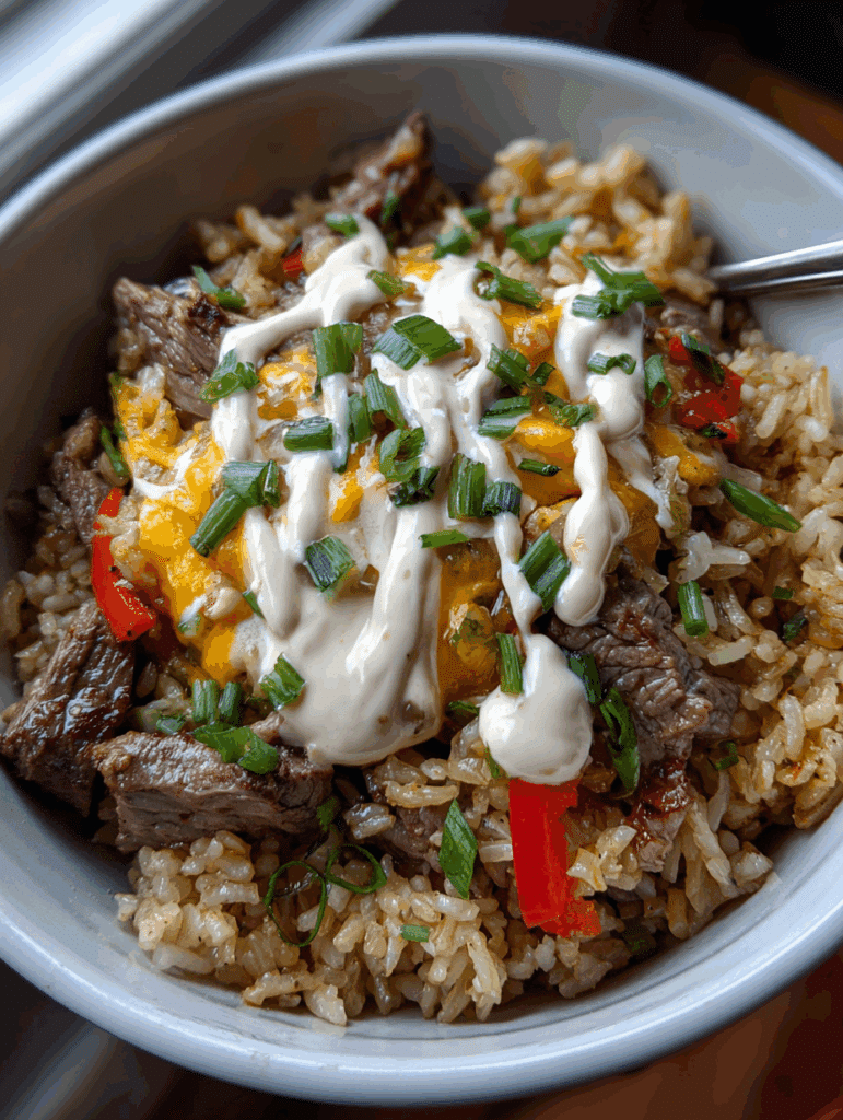 Philly Cheesesteak Rice Bowls
