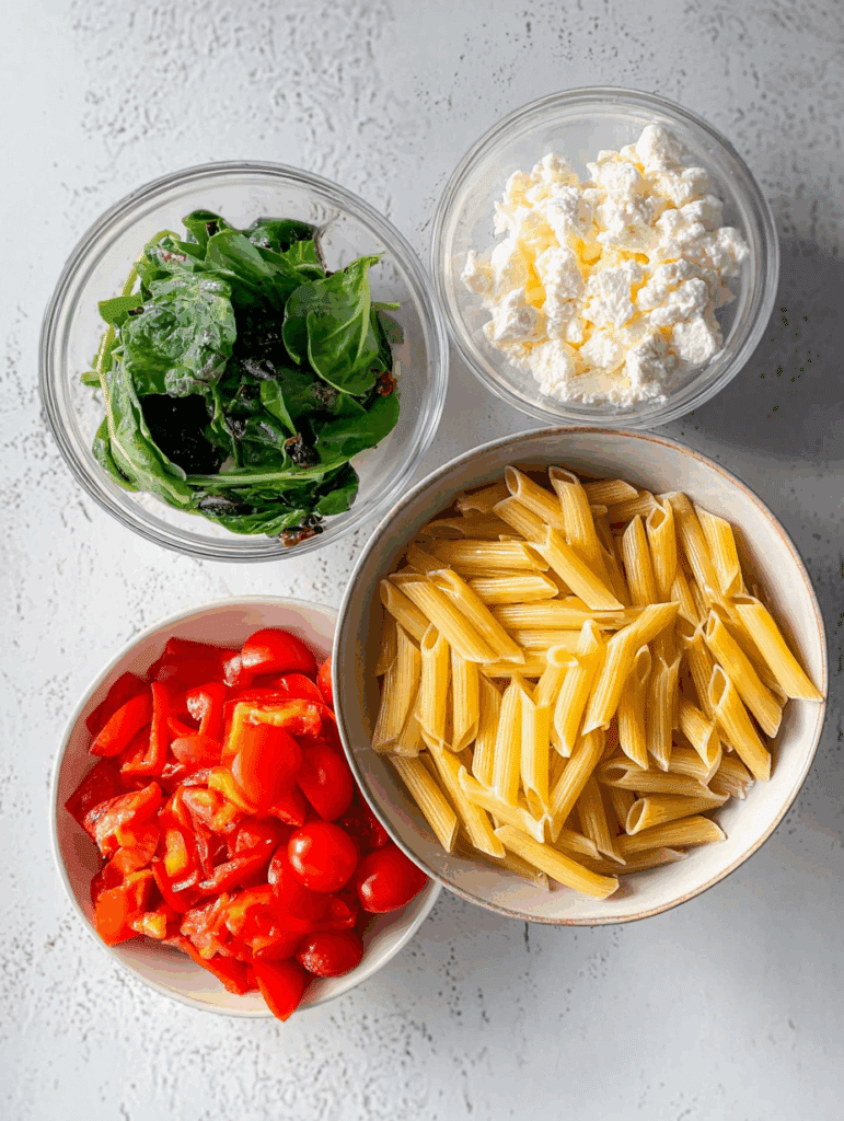 Low Calorie Pasta Salad ingredients