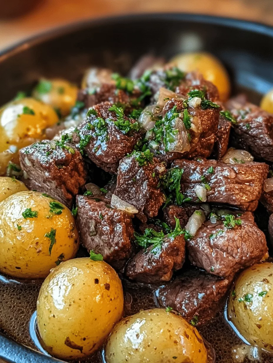 Garlic Butter Beef Bites with Potatoes