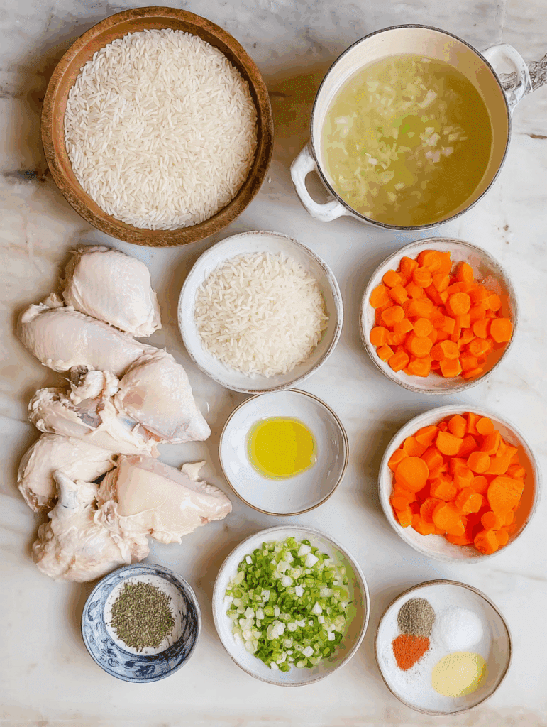 Creamy Chicken and Rice Soup ingredients