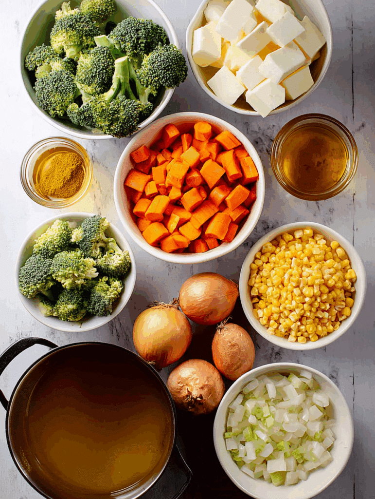 One Pot Creamy Vegetable Soup ingredients