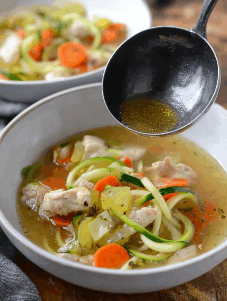 Low-Carb Zucchini Noodle Chicken Soup