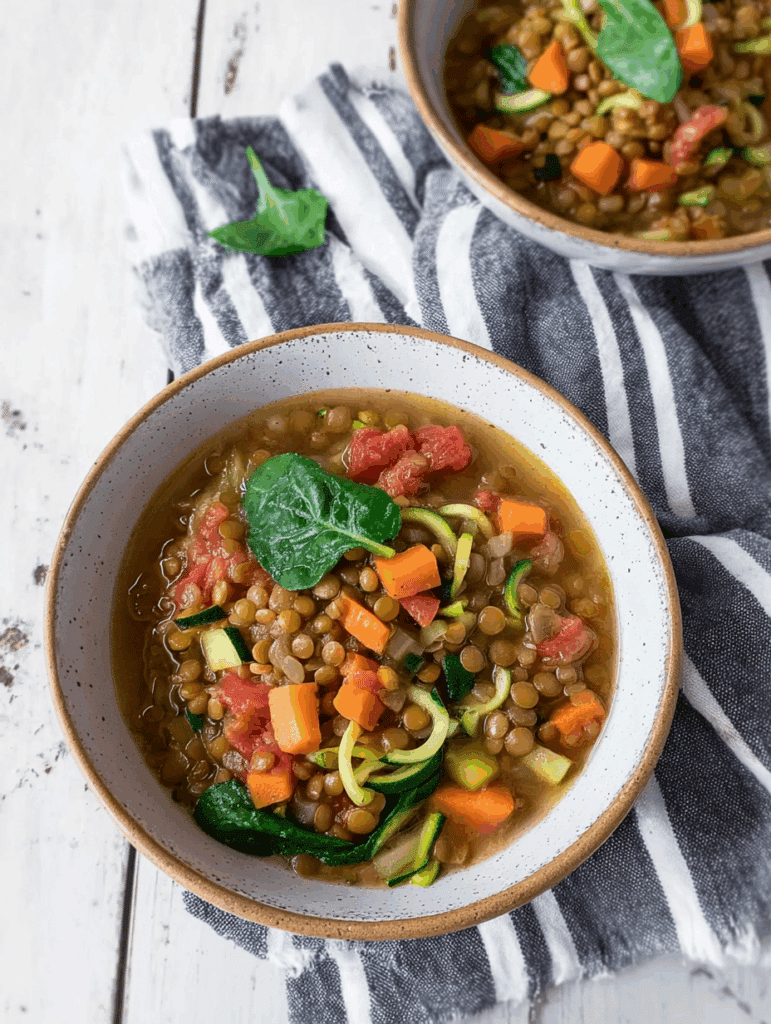 Healthy 198-Calorie Lentil Soup with Spinach