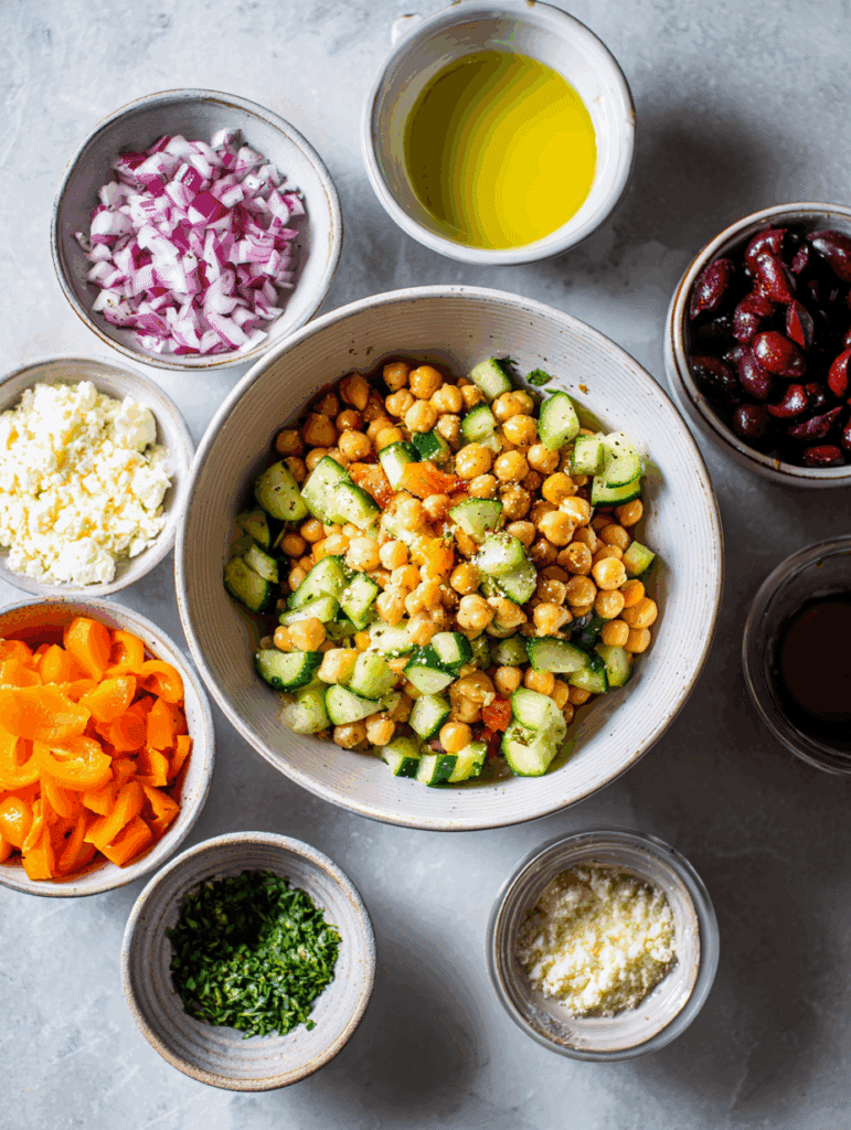 Under 200 Calorie Mediterranean Chickpea Salad
