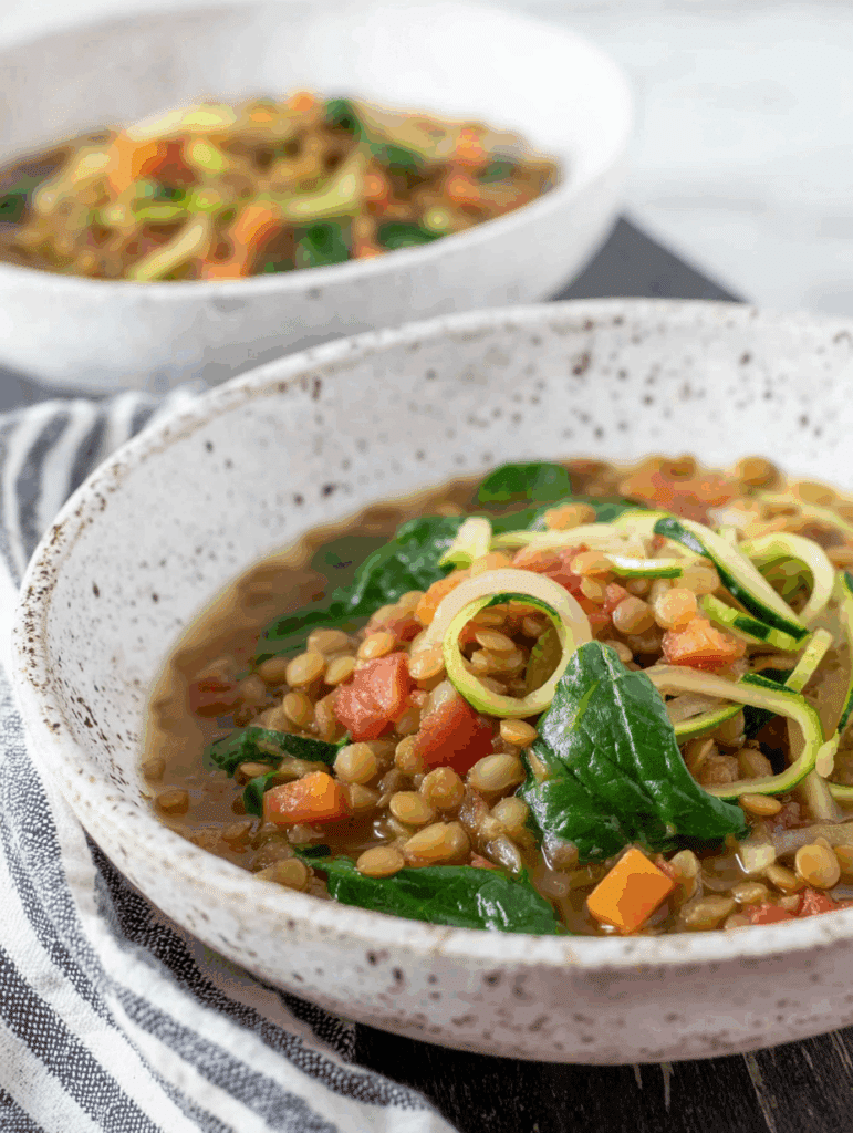 Healthy 198-Calorie Lentil Soup with Spinach