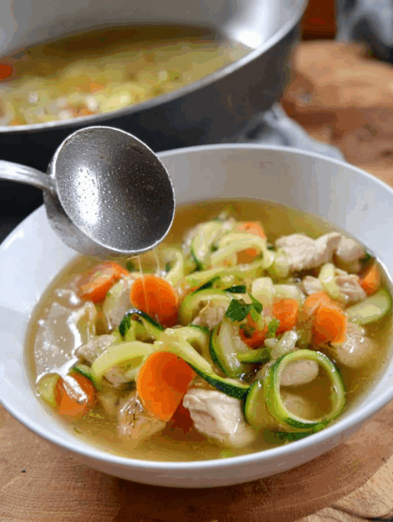 Low-Carb Zucchini Noodle Chicken Soup