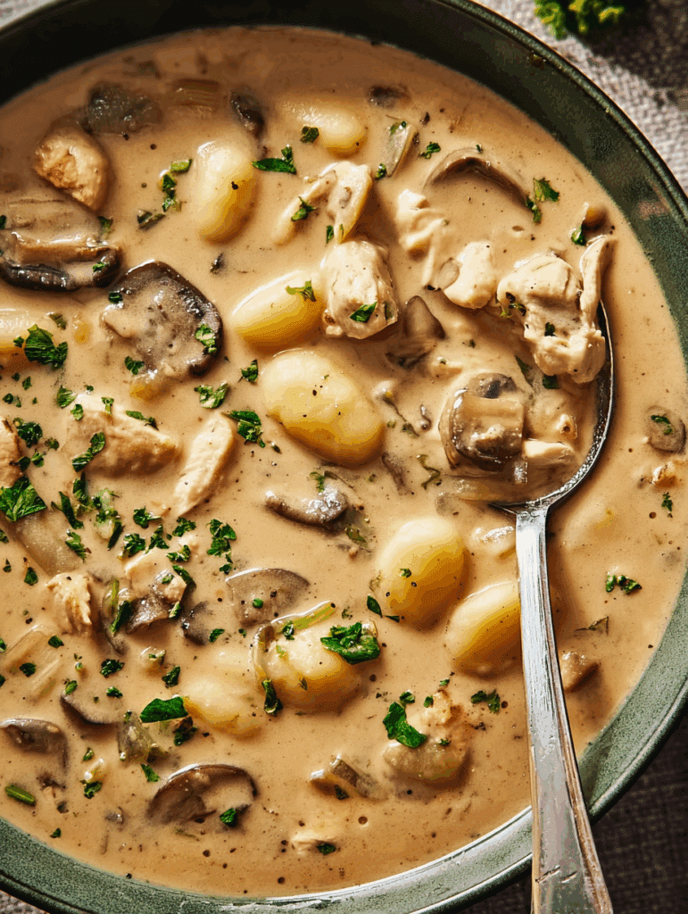 Creamy Chicken Marsala Gnocchi Soup