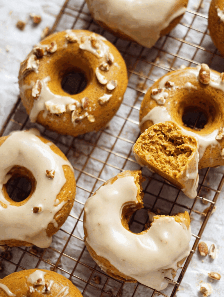 Baked Pumpkin Donuts with Maple Glaze