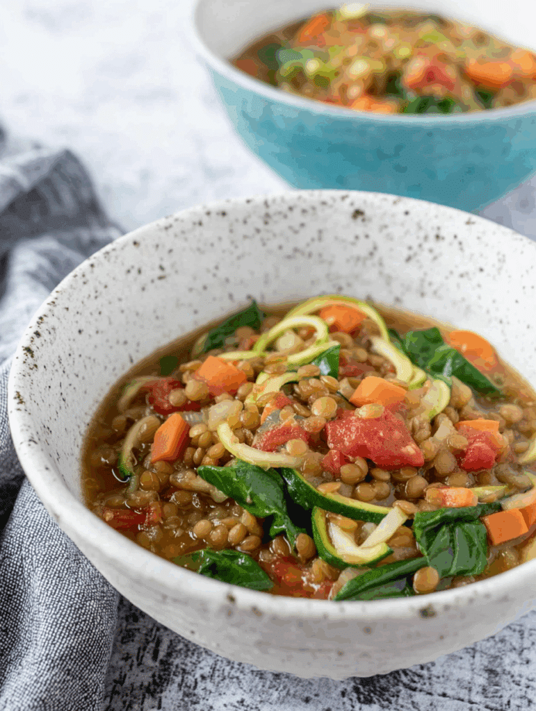 Healthy 198-Calorie Lentil Soup with Spinach