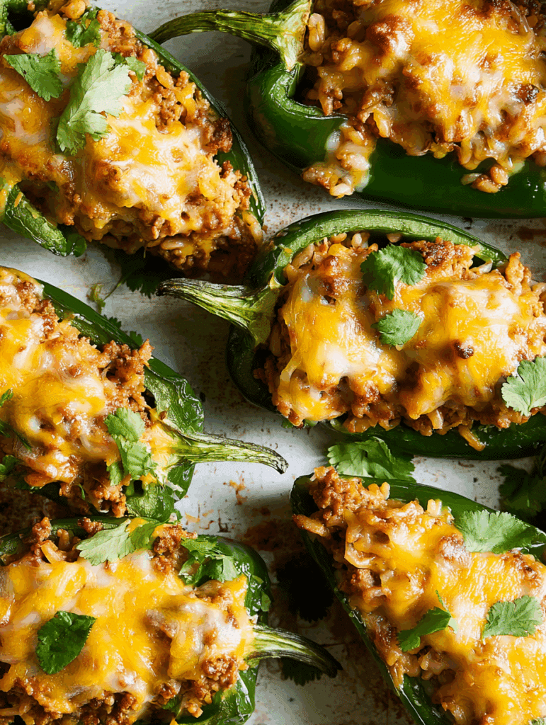 Beef & Rice Stuffed Poblano Peppers
