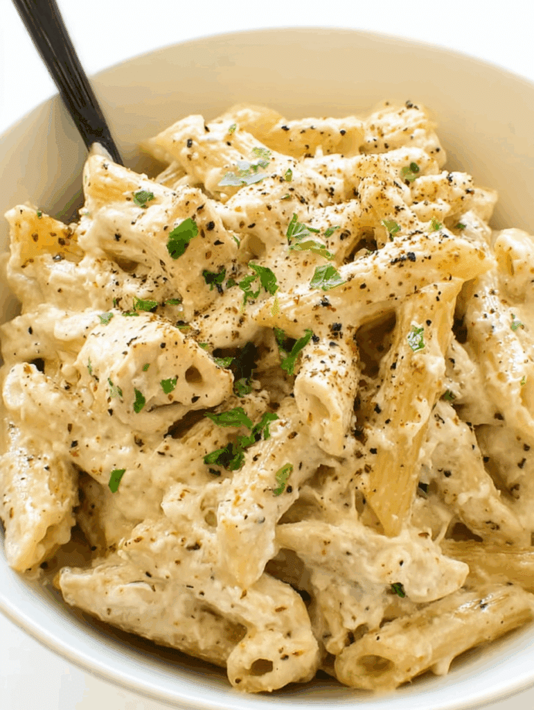 Dump-and-Go Crockpot Chicken Alfredo