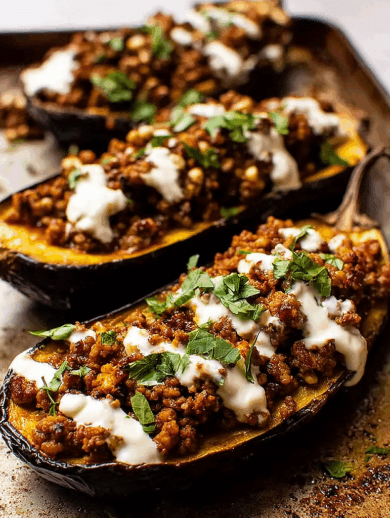 Easy Moroccan Stuffed Eggplant (beef or lamb)