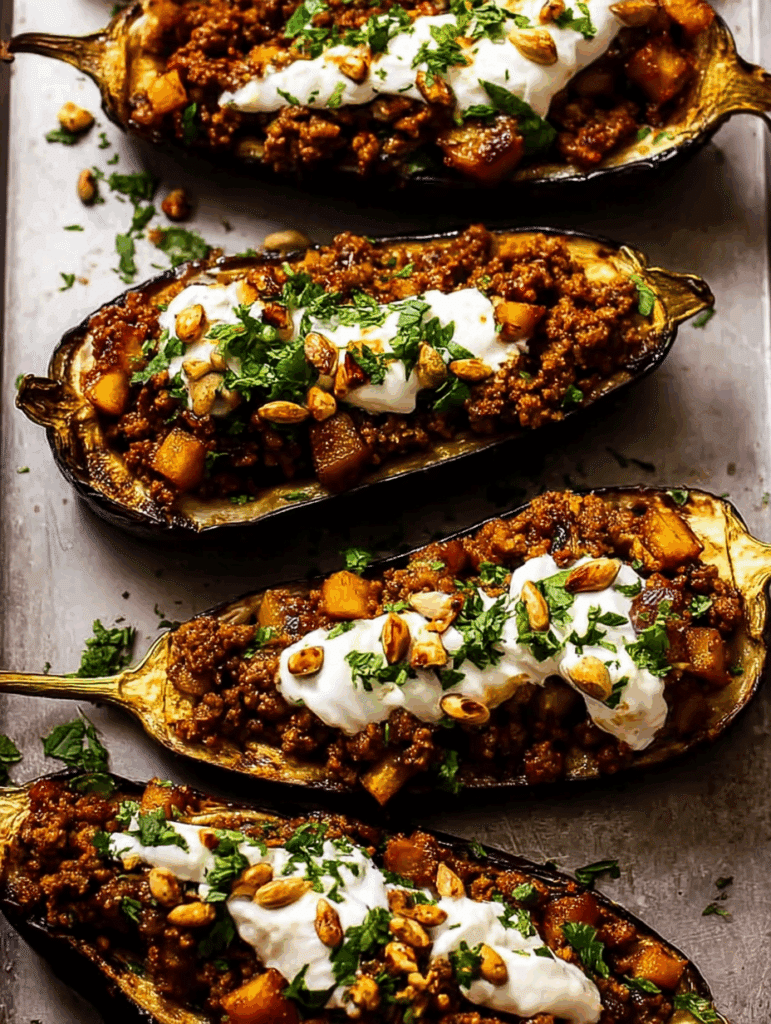 Easy Moroccan Stuffed Eggplant (beef or lamb)