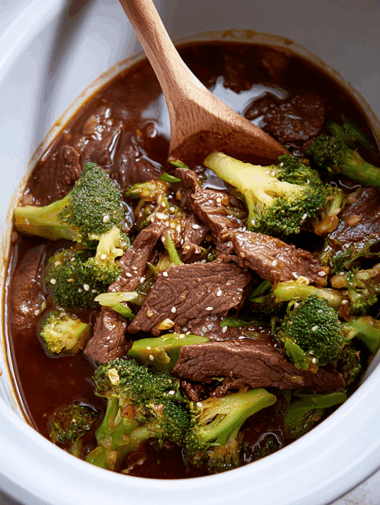Skinny Crockpot Beef and Broccoli