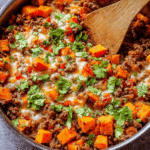 Southwest Ground Beef and Sweet Potato Skillet