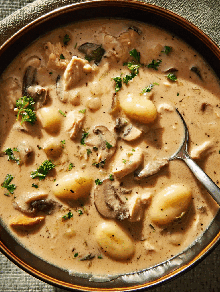 Creamy Chicken Marsala Gnocchi Soup