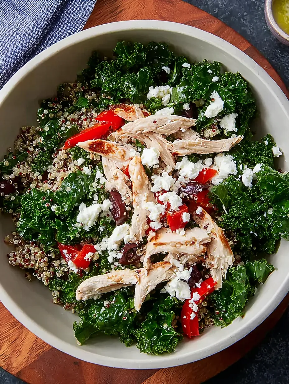 Greek Kale Salad with Quinoa & Chicken – Protein-Packed Clean Eating Bowl