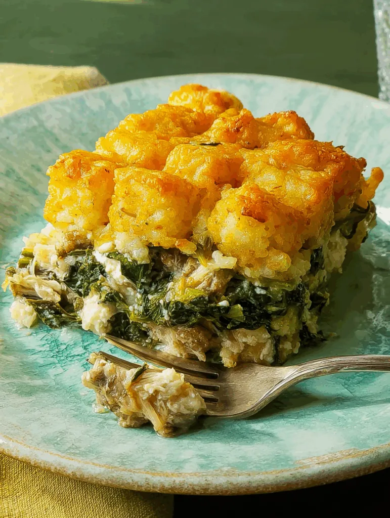 Spinach, Feta & Artichoke Tater Tot Casserole