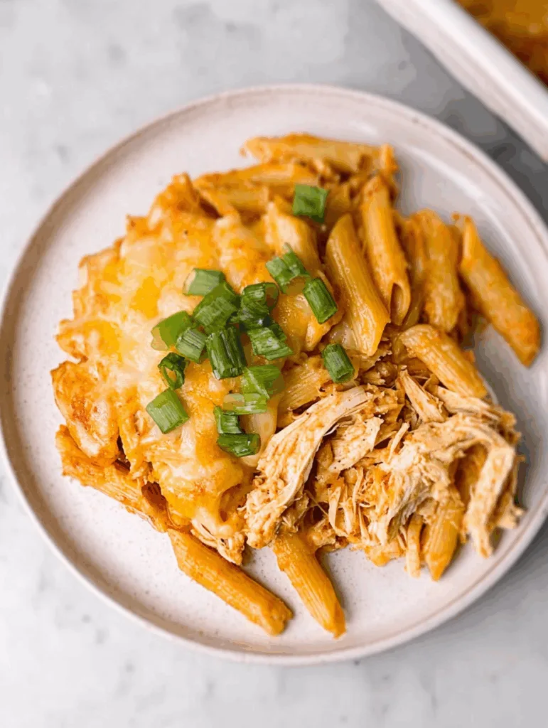 High Protein Buffalo Chicken Pasta Bake