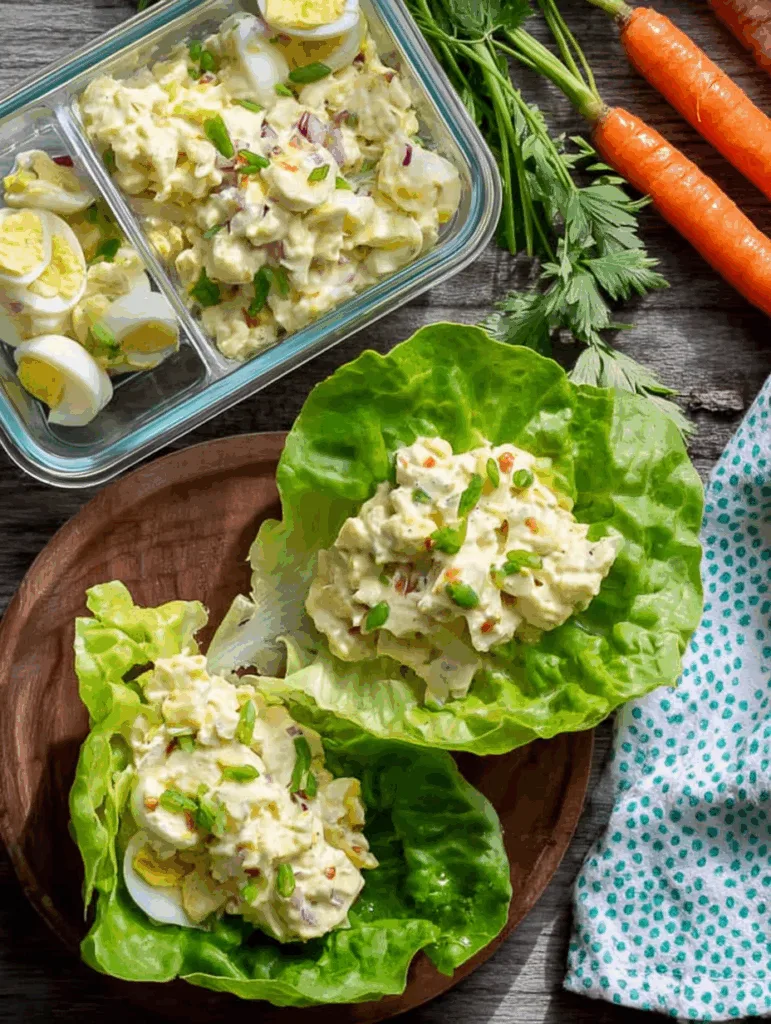 Egg Salad Lettuce Wraps - High Protein Low Calorie Lunch