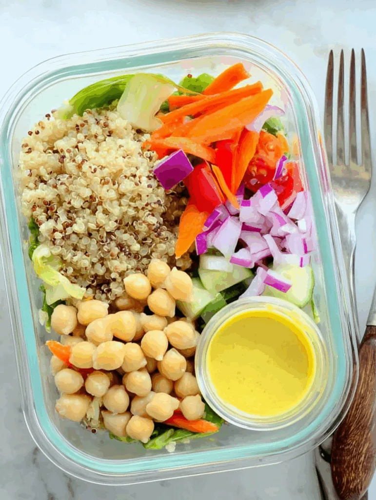 Chopped Veggie Grain Bowl with Turmeric Dressing