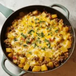 Cheesy beef and potato skillet