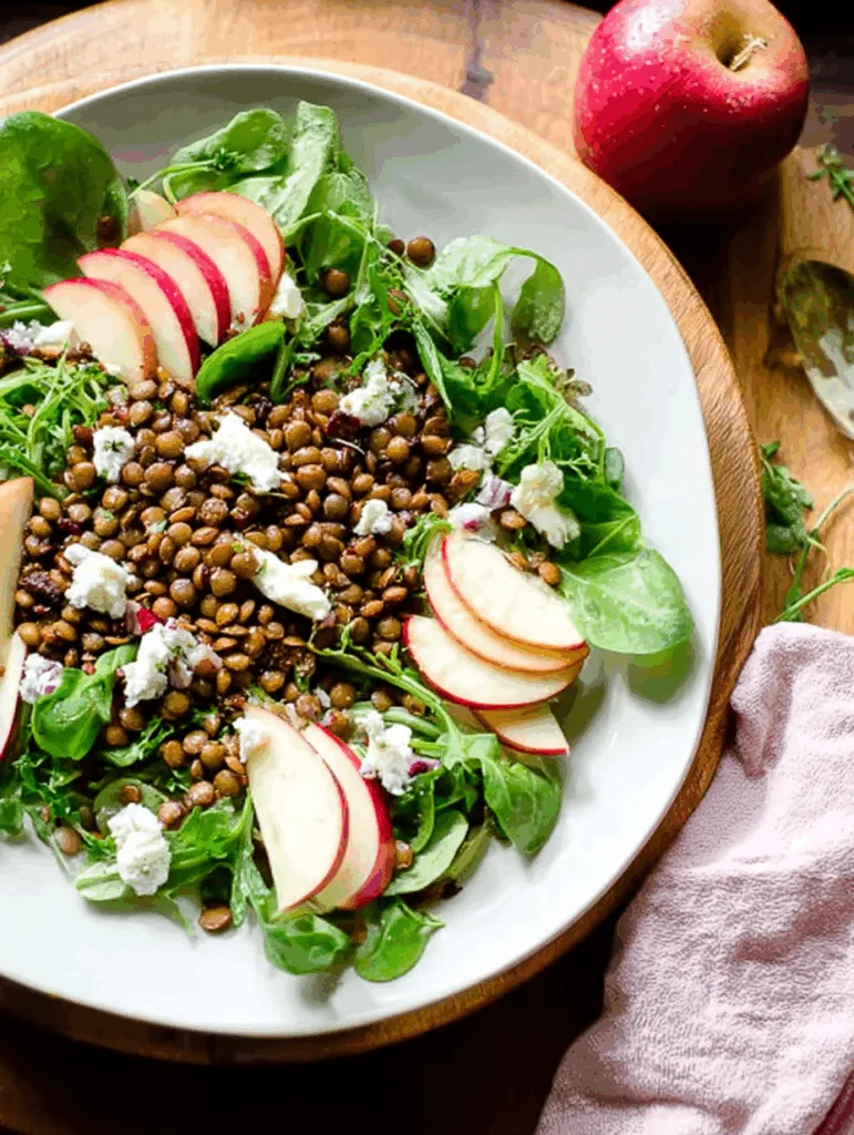 Mixed Greens with Lentils & Apple - Clean Eating Power Salad