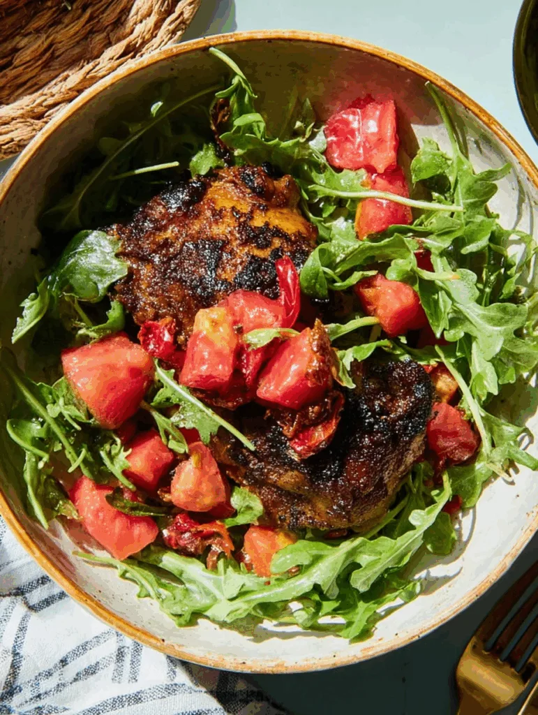 Chicken Thighs with Arugula-Tomato Salad