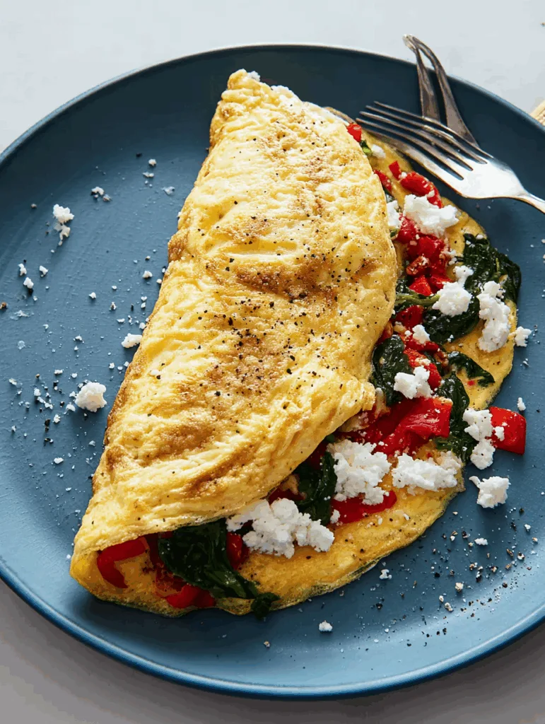Air Fryer Spinach, Roasted Red Pepper, and Goat Cheese Omelet