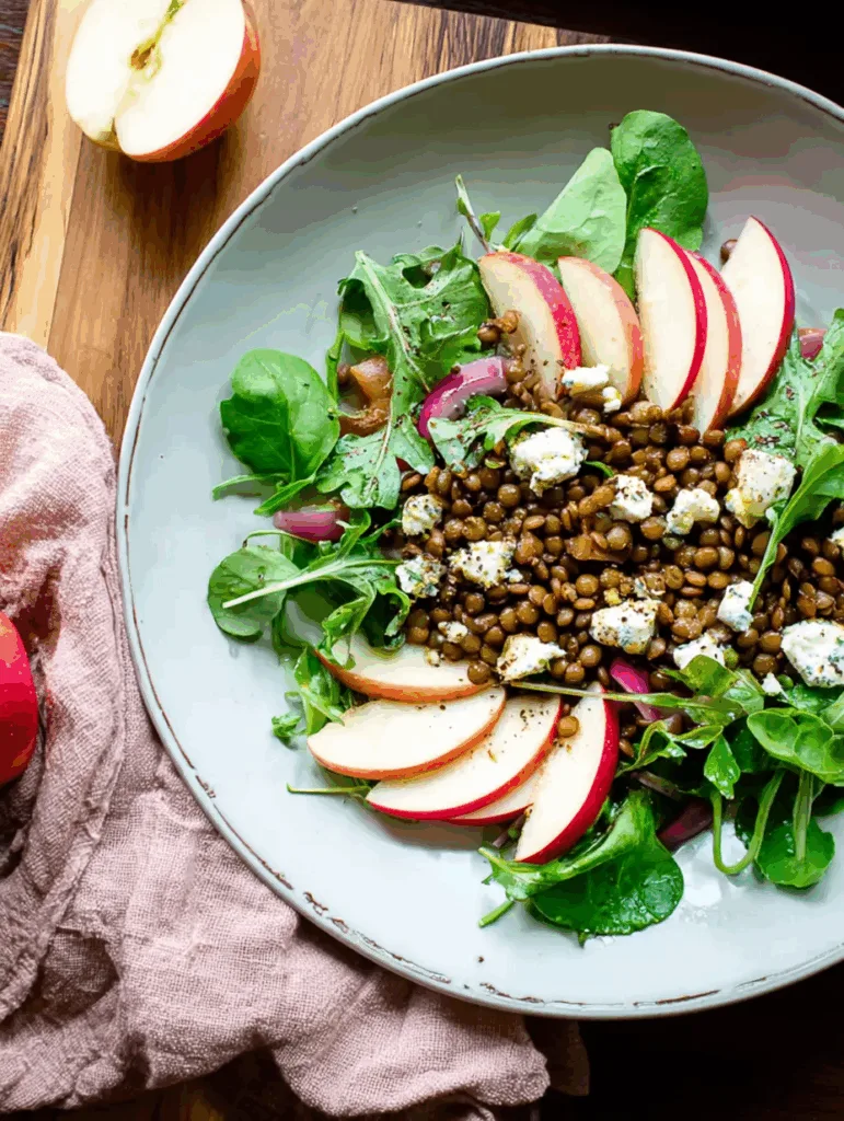 Mixed Greens with Lentils & Apple - Clean Eating Power Salad