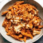 Red Pepper Cashew Pasta with Roasted Cauliflower