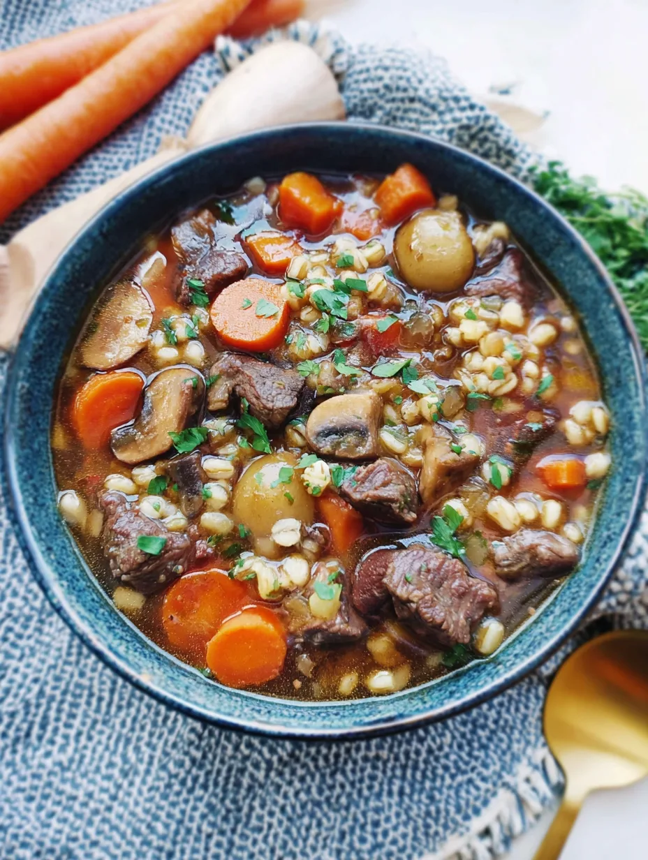 Beef and Mushroom Barley Soup