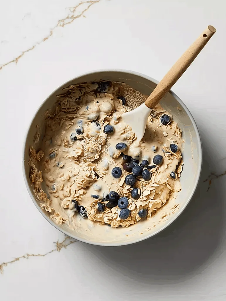 High-Protein Peanut Butter, Banana & Blueberry Overnight Oats