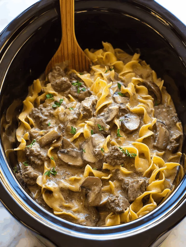 Slow Cooker Ground Beef Stroganoff