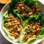 Tofu and Brown Rice Lettuce Wraps with Peanut Saucev