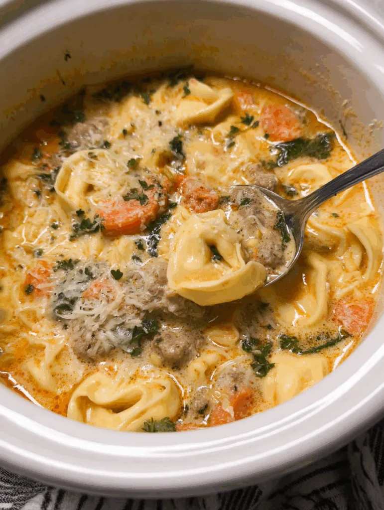 Creamy Crockpot Tortellini Soup