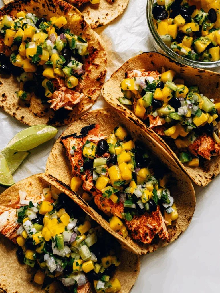 Salmon Tacos with Mango Corn Salsa