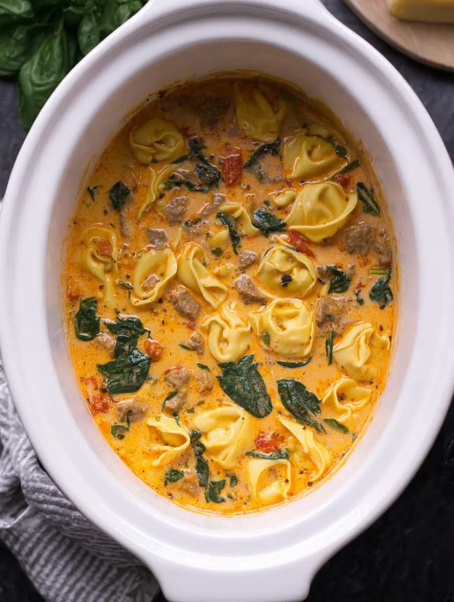 Creamy Crockpot Tortellini Soup