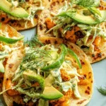 Buffalo Chicken Smash Tacos with Herby Ranch Slaw