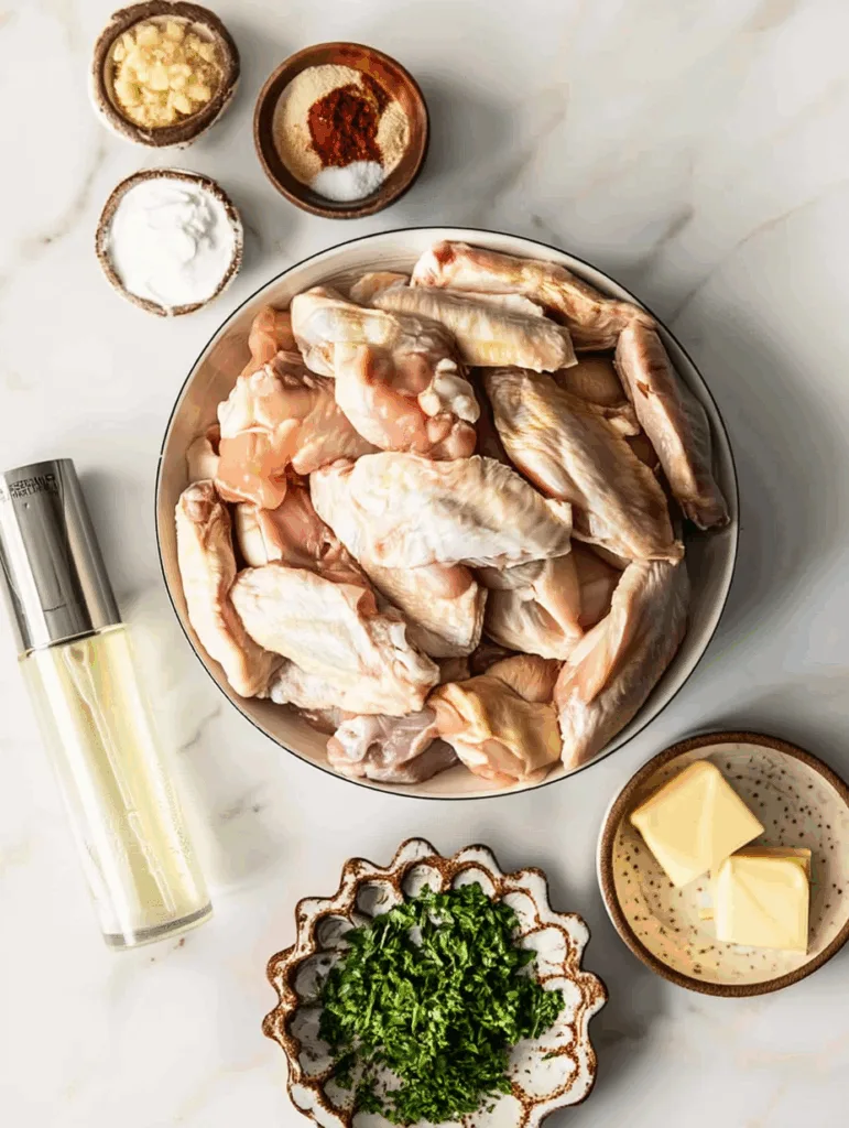 Crispy Air Fryer Chicken Wings with Garlic-cheese Butter