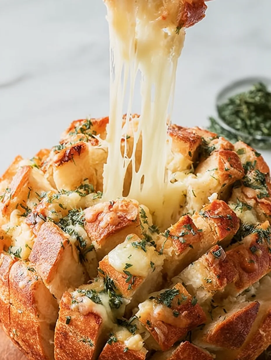 Cheesy Pull-Apart Garlic Bread with herbs