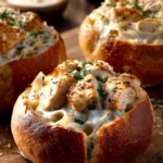 Chicken Alfredo Garlic Bread