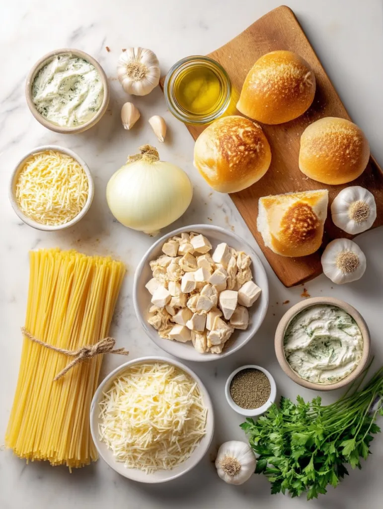 Chicken Alfredo Garlic Bread