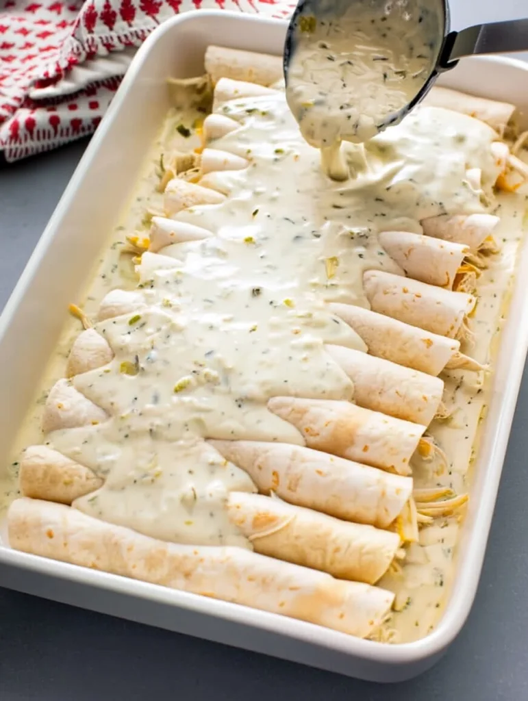 Chicken Enchiladas with Sour Cream White Sauce